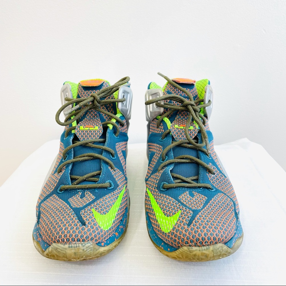 Nike LeBron XII GS 12 'Trillion Dollar Man' Reflective Blue/Bright Orange 6.5Y - Picture 5 of 15